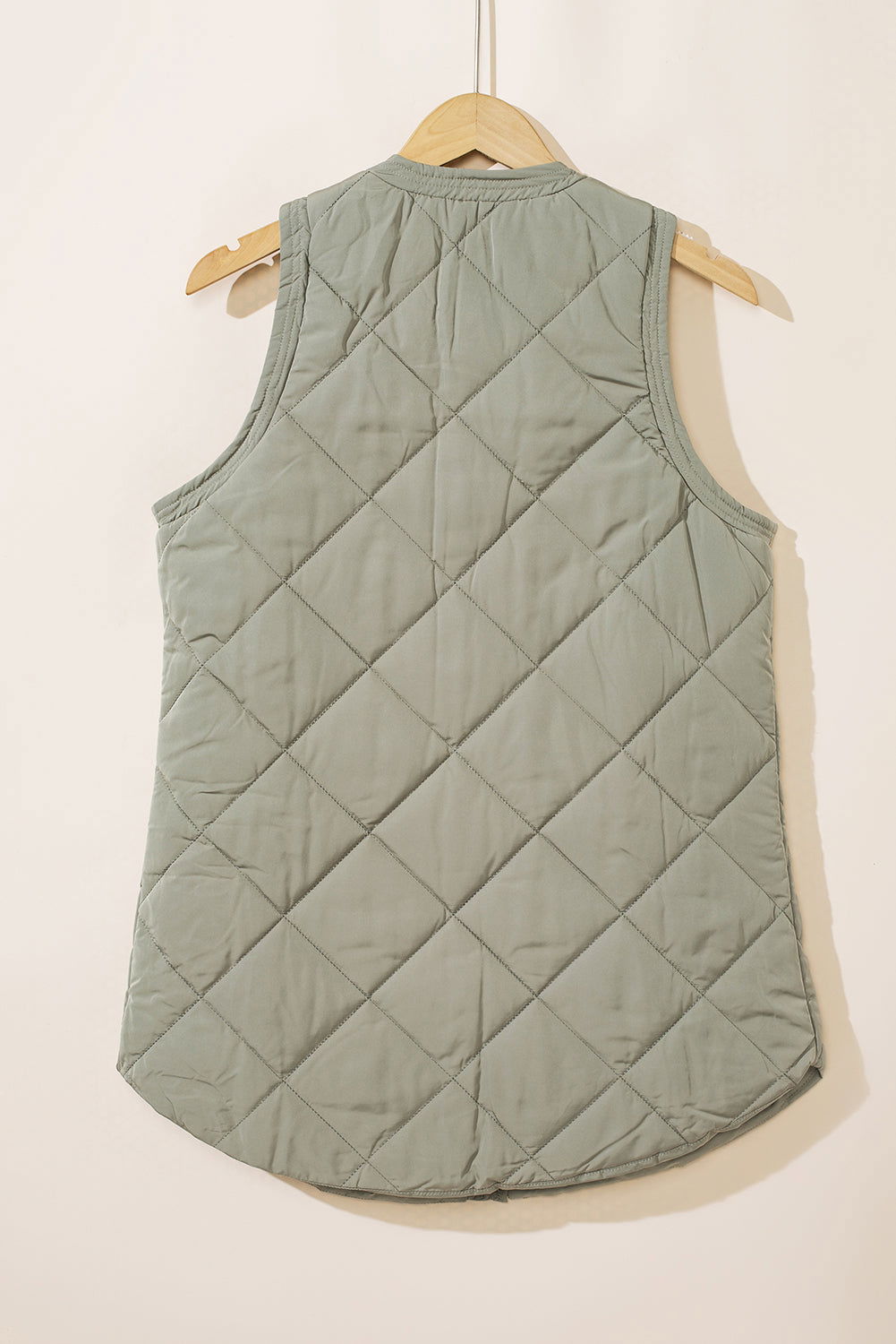 Grass Green Thermal Quilted Pockets Vest Coat - Vesteeto