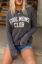 Gray COOL MOMS CLUB Print Drop Shoulder Light Wash Sweatshirt - Vesteeto