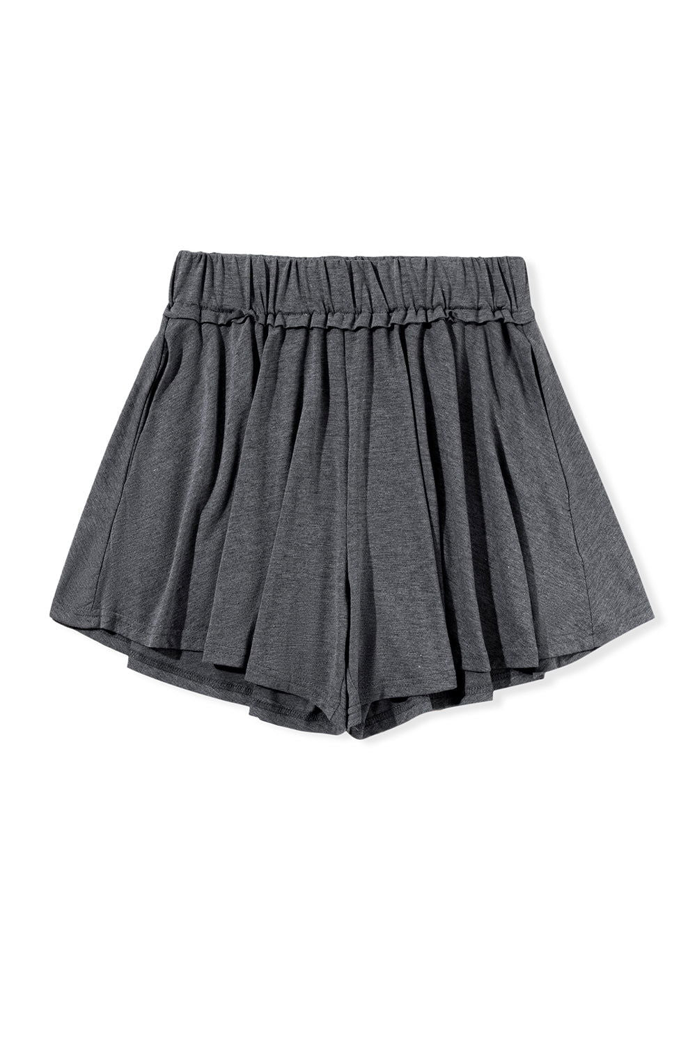 Gray Elastic Waist Side Pocket Culotte Shorts - Vesteeto