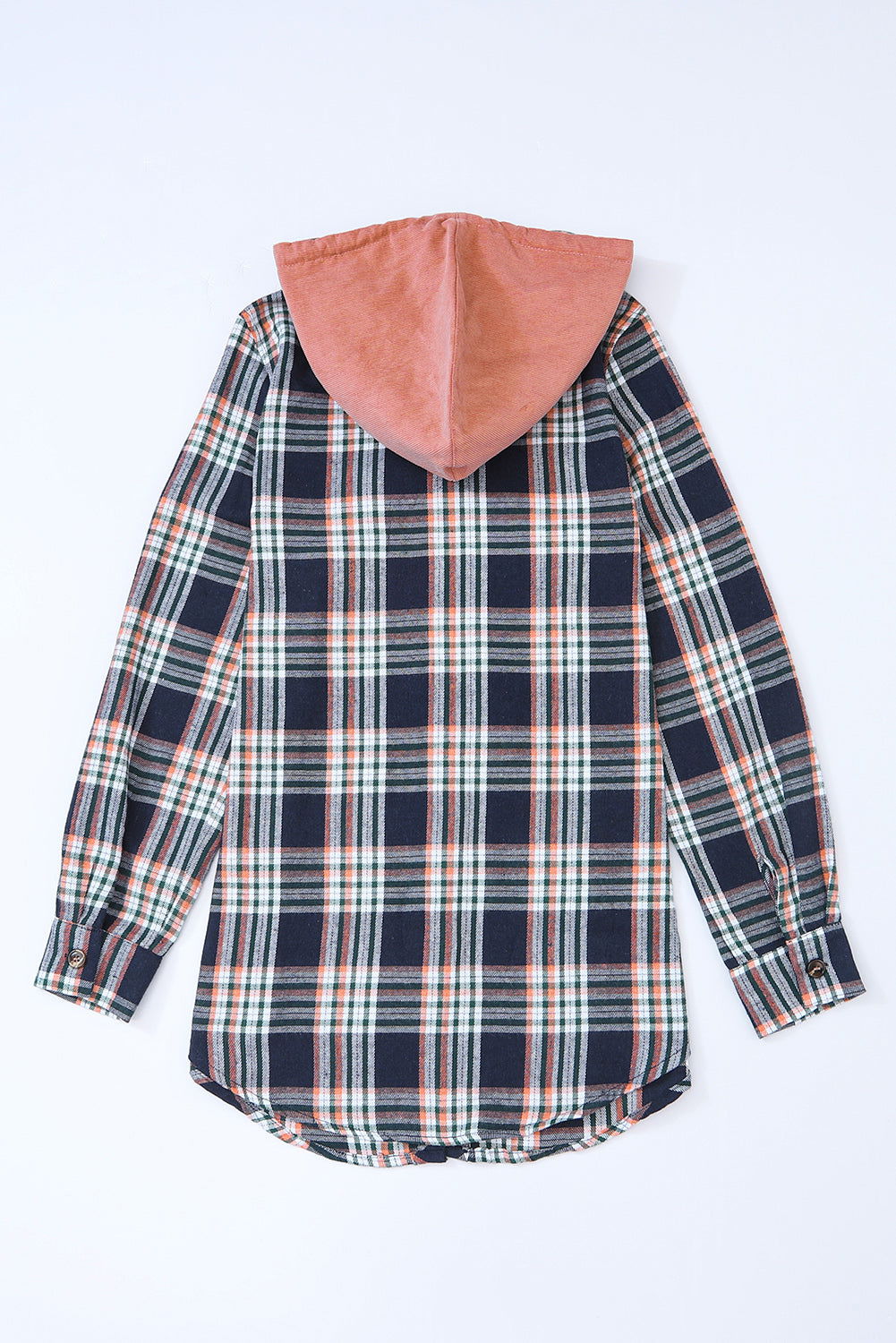 Gray Plaid Pockets Drawstring Hooded Shacket - Vesteeto