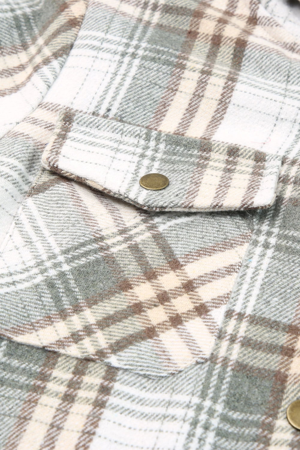 Gray Snap Button Sherpa Lined Hooded Flannel Jacket - Vesteeto