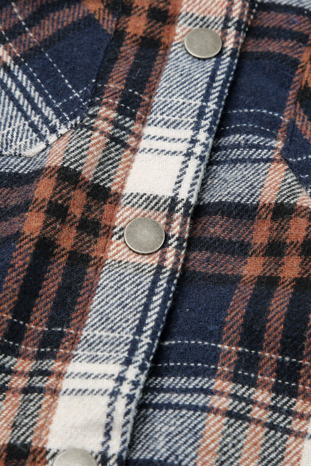 Gray Snap Button Sherpa Lined Hooded Flannel Jacket - Vesteeto