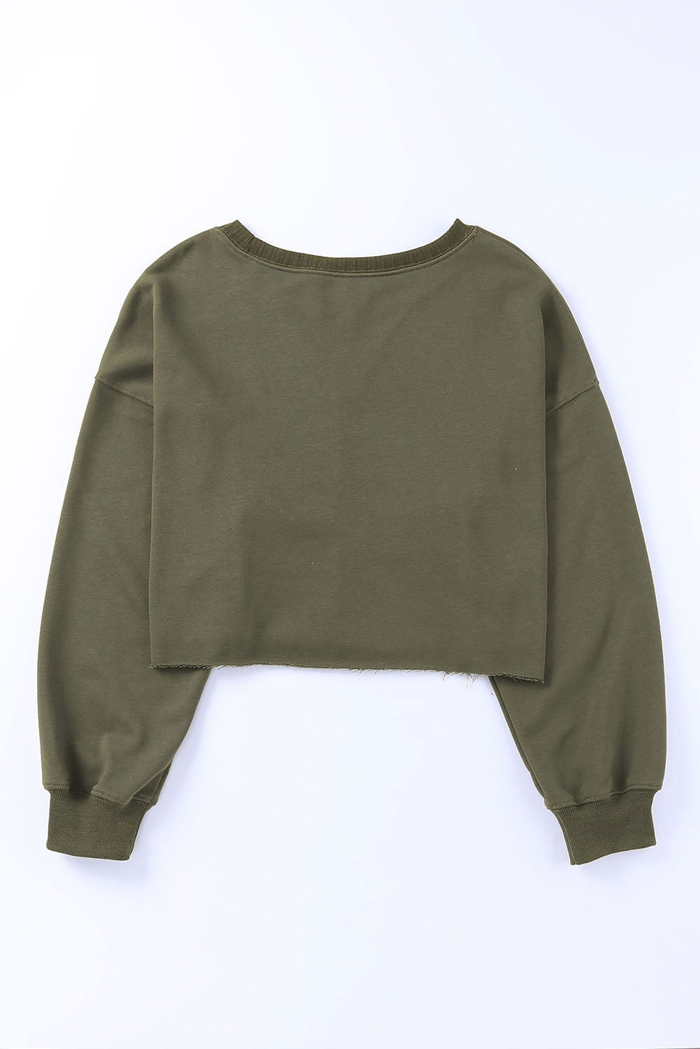 Green Casual Drop Shoulder Cropped Sweatshirt - Vesteeto