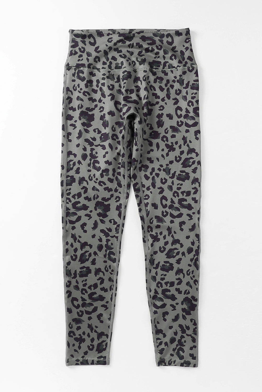 Grey Leopard Print Casual High Waist Leggings - Vesteeto