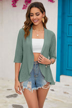 Half Sleeve Open Front Cardigan - Vesteeto