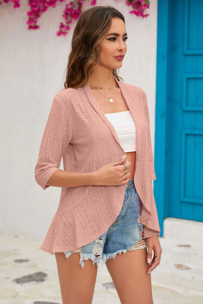 Half Sleeve Open Front Cardigan - Vesteeto