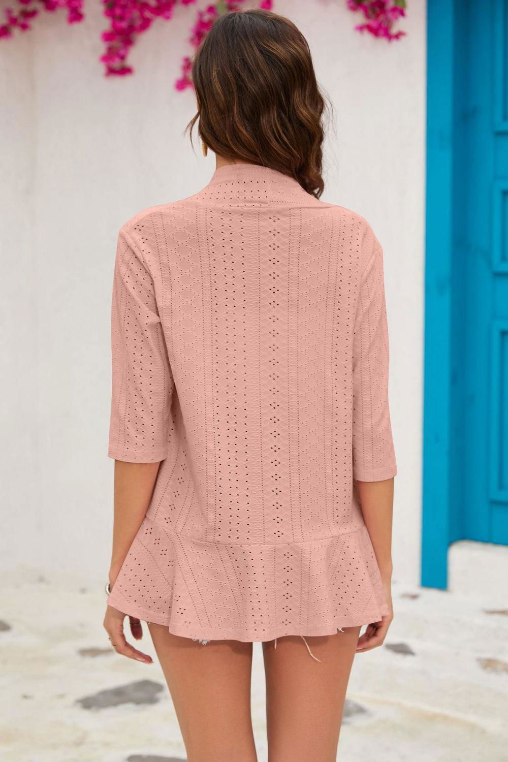 Half Sleeve Open Front Cardigan - Vesteeto