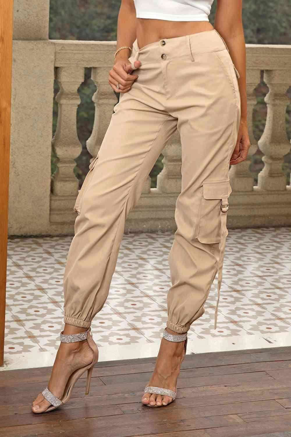 High Waist Cargo Pants - Vesteeto