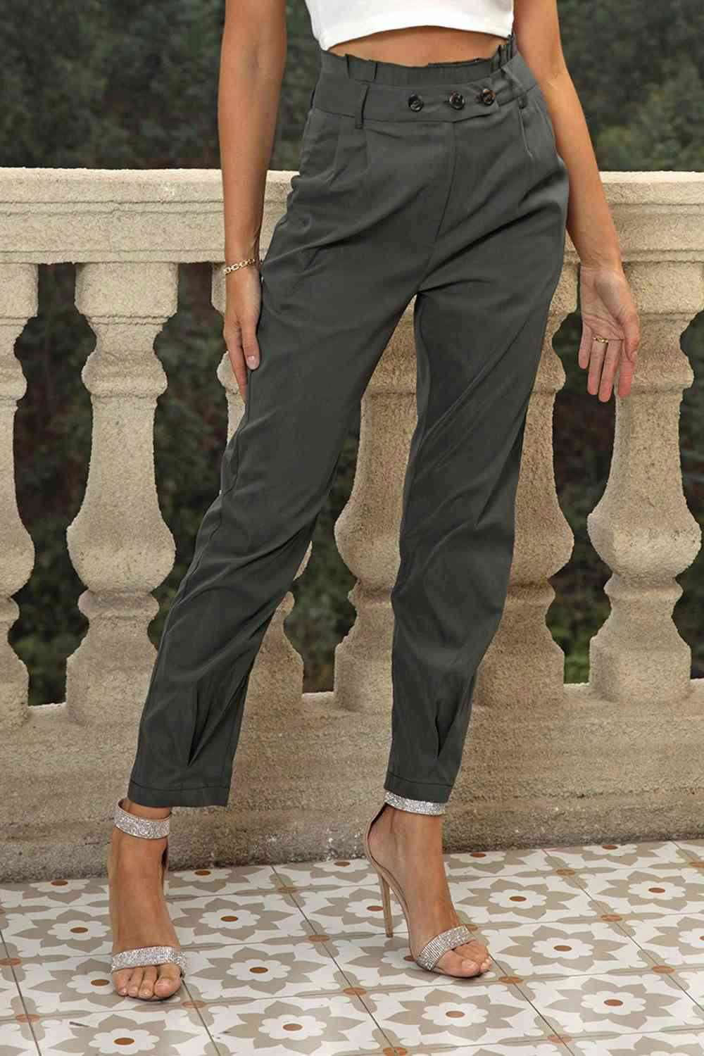 High Waist Cropped Pants - Vesteeto