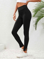 High Waist Slit Leggings - Vesteeto