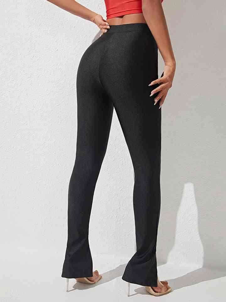 High Waist Slit Skinny Pants - Vesteeto