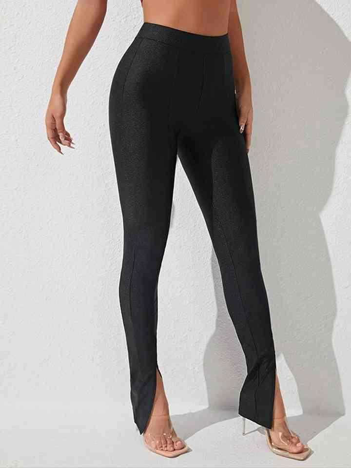 High Waist Slit Skinny Pants - Vesteeto