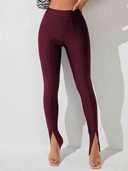 High Waist Slit Skinny Pants - Vesteeto