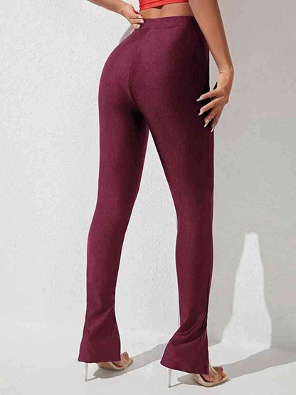 High Waist Slit Skinny Pants - Vesteeto