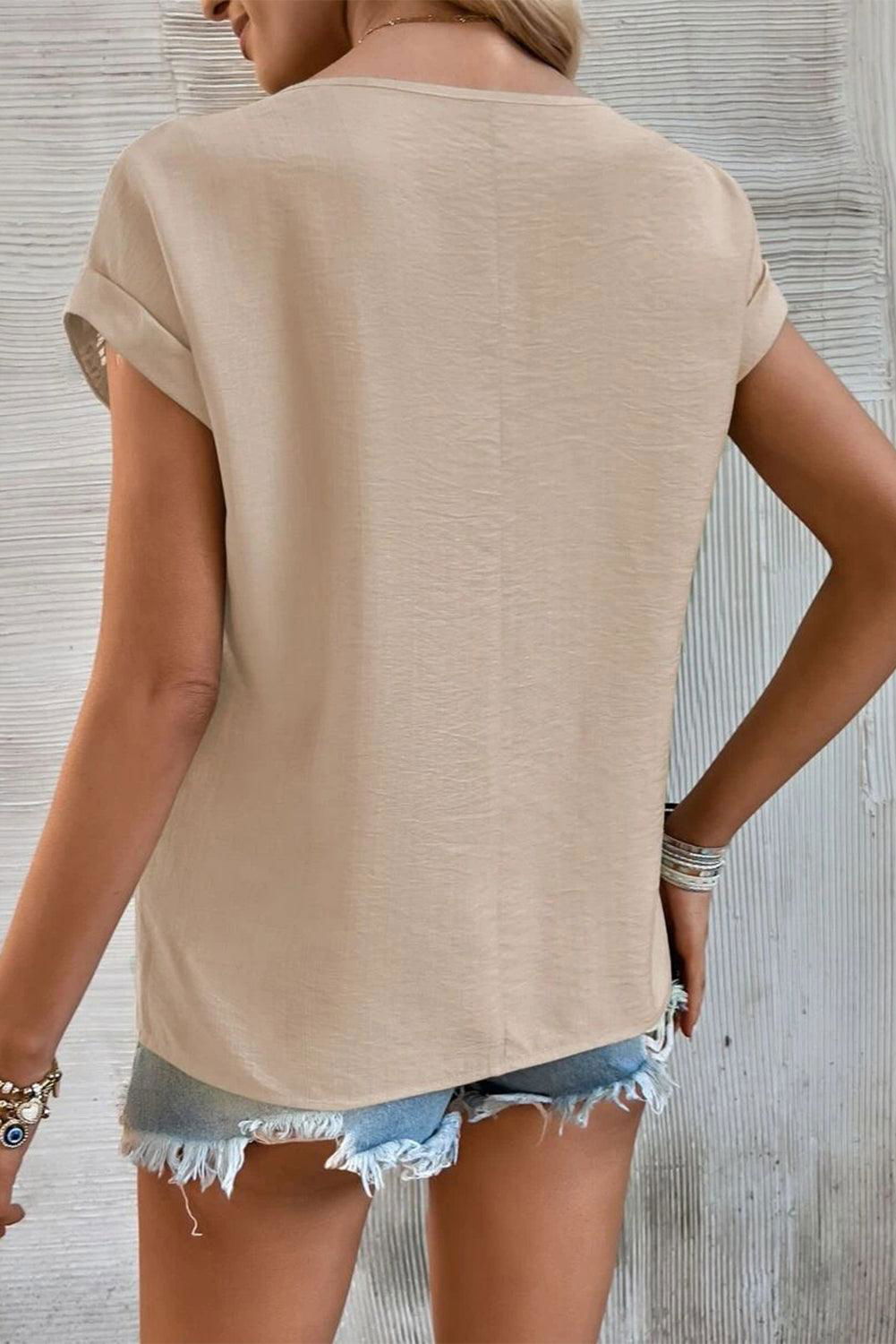 Khaki Crochet Casual Top - Vesteeto