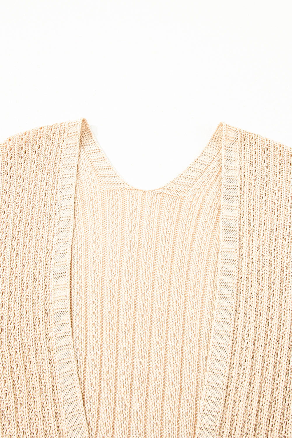 Khaki Hollow-out Bracelet Sleeve Knit Cardigan - Vesteeto