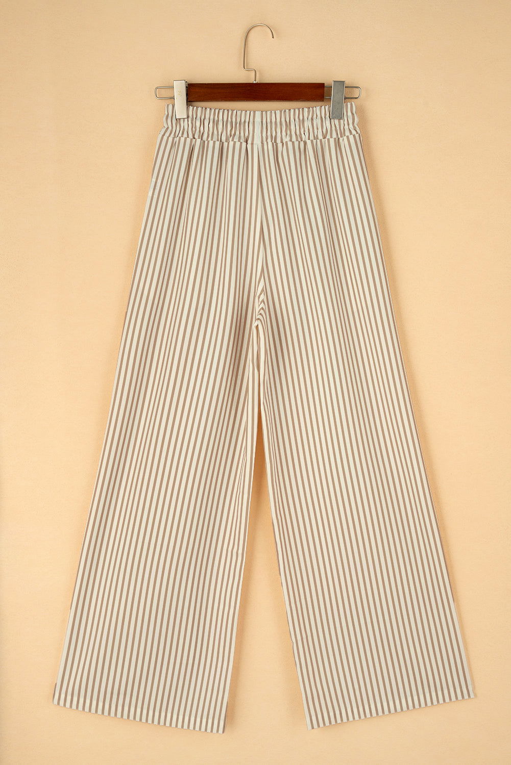 Khaki Striped Drawstring Waist Loose Pants - Vesteeto