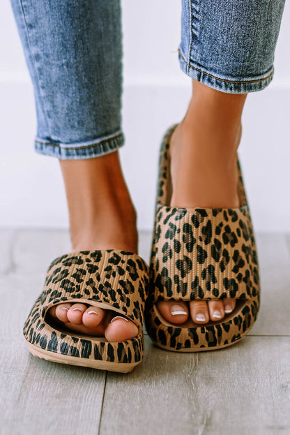 Leopard Cloud Slides Thick Flat Slides Shoes - Vesteeto