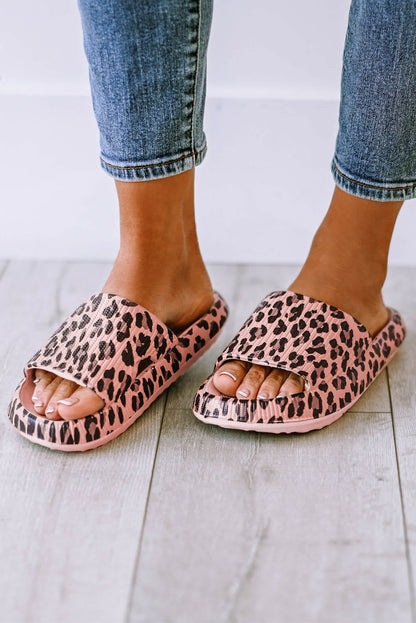 Leopard Cloud Slides Thick Flat Slides Shoes - Vesteeto