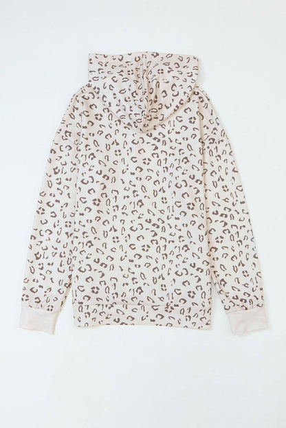 Leopard Kangaroo Drawstring Hoodie - Vesteeto