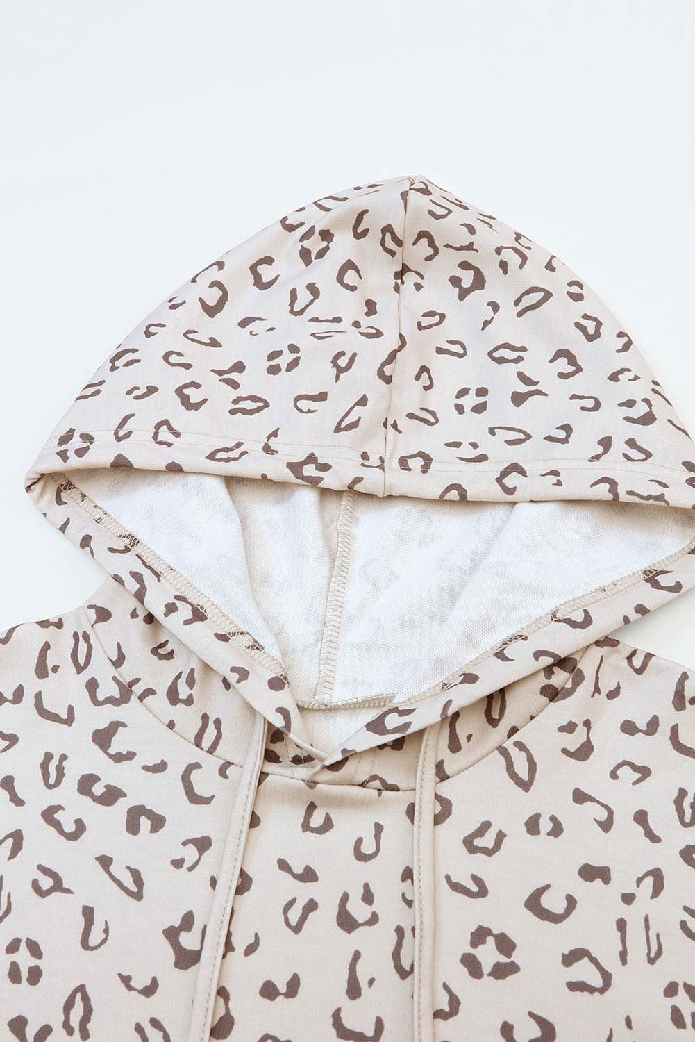 Leopard Kangaroo Drawstring Hoodie - Vesteeto