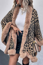 Leopard Open Front Poncho - Vesteeto