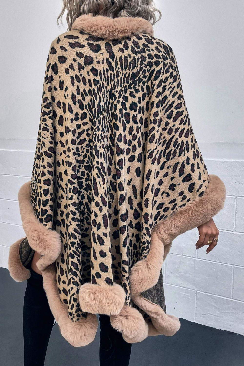 Leopard Open Front Poncho - Vesteeto