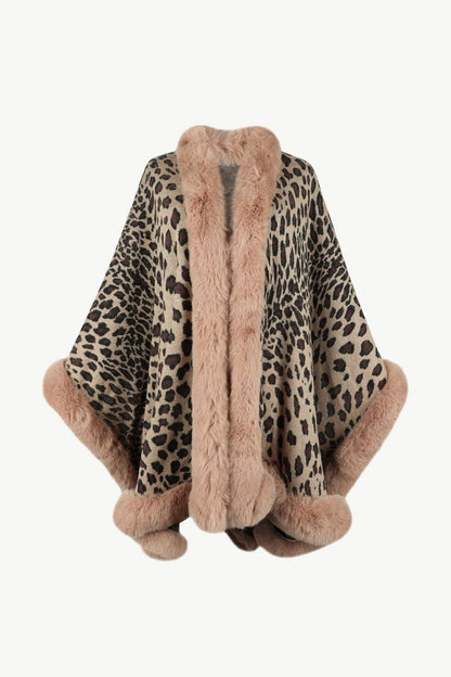 Leopard Open Front Poncho - Vesteeto