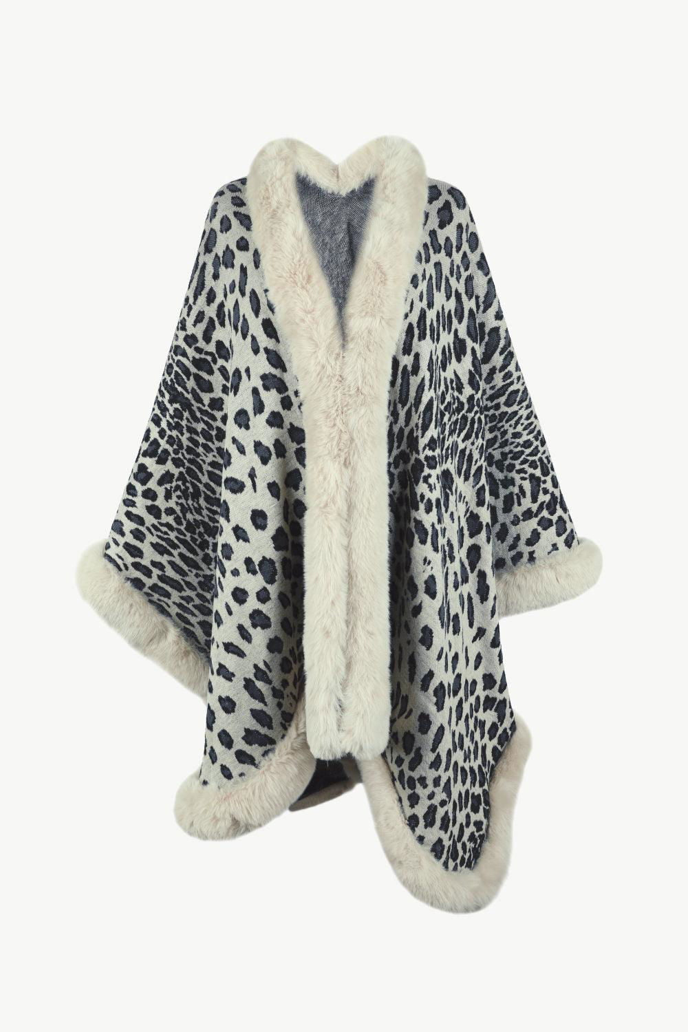 Leopard Open Front Poncho - Vesteeto