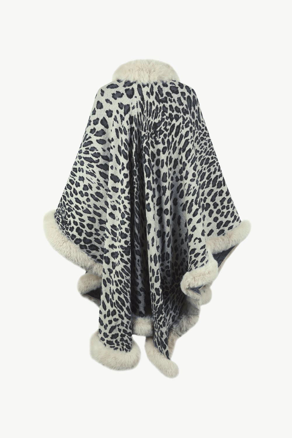 Leopard Open Front Poncho - Vesteeto