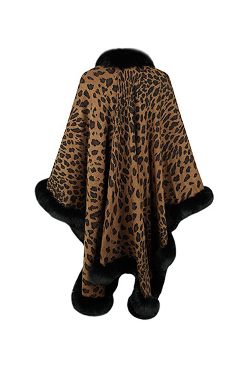 Leopard Open Front Poncho - Vesteeto