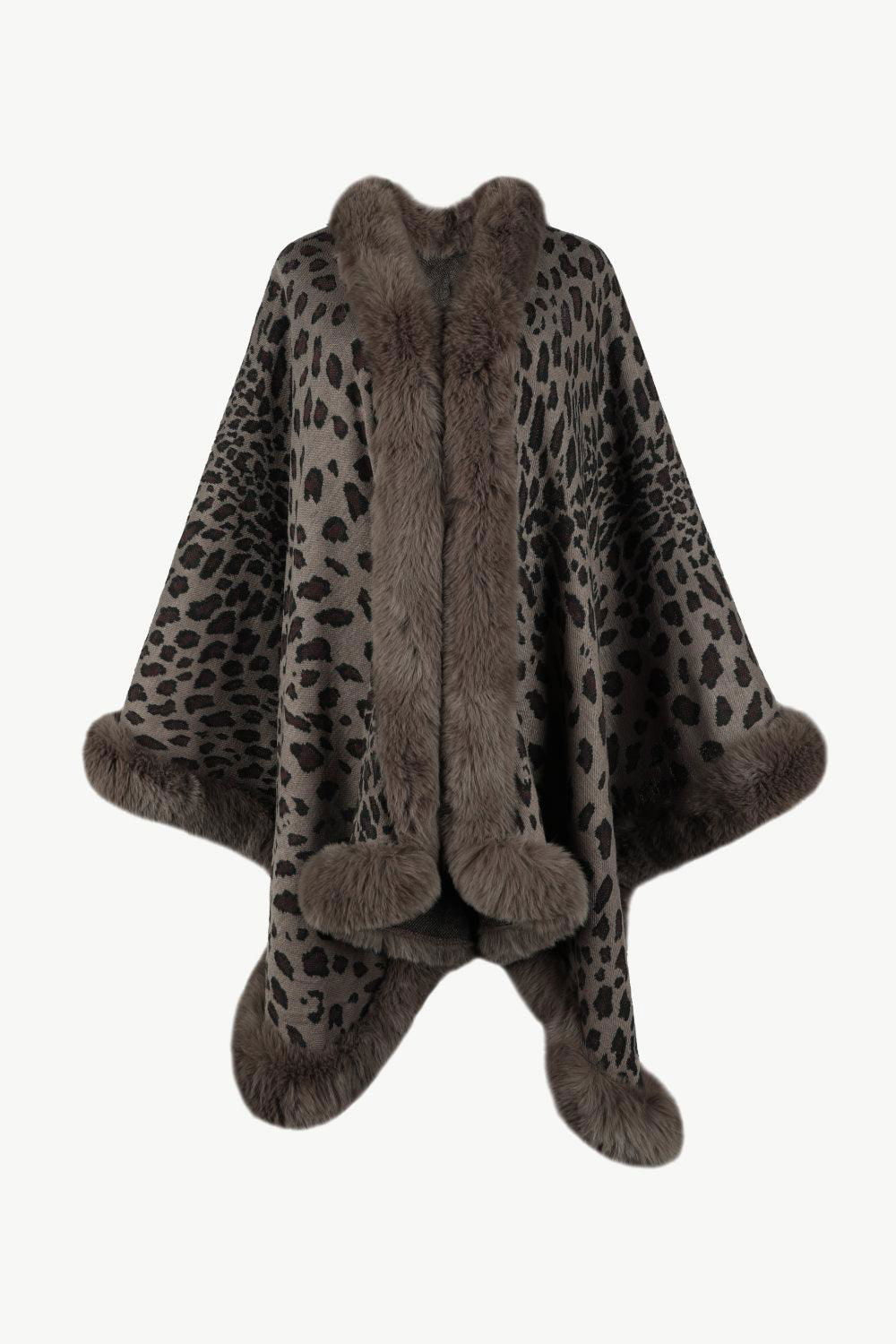 Leopard Open Front Poncho - Vesteeto