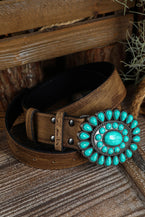 Light Blue Boho Turquoise Decor Wide Belt - Vesteeto