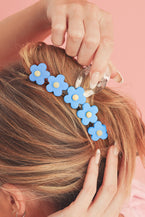 Light Blue Flowers Decor Acrylic Hair Claw - Vesteeto