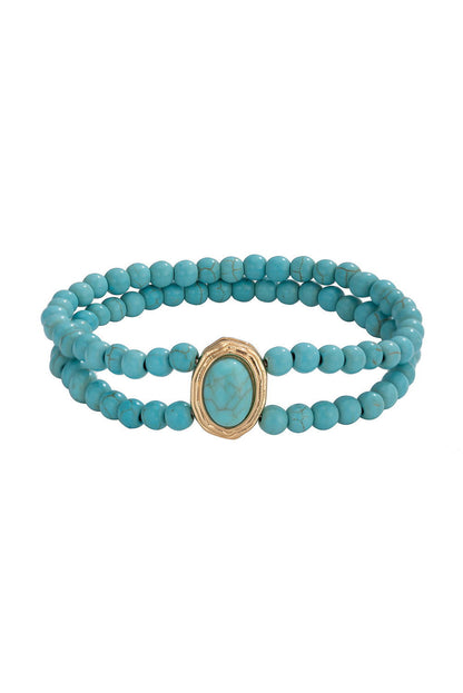 Light Blue Turquoise Beaded Double Layered Anklet - Vesteeto