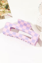 Light Green Checkered Print Hollow Out Hair Clip - Vesteeto