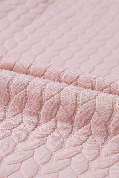 Light Pink Quilted Puff Sleeve Sweatshirt - Vesteeto