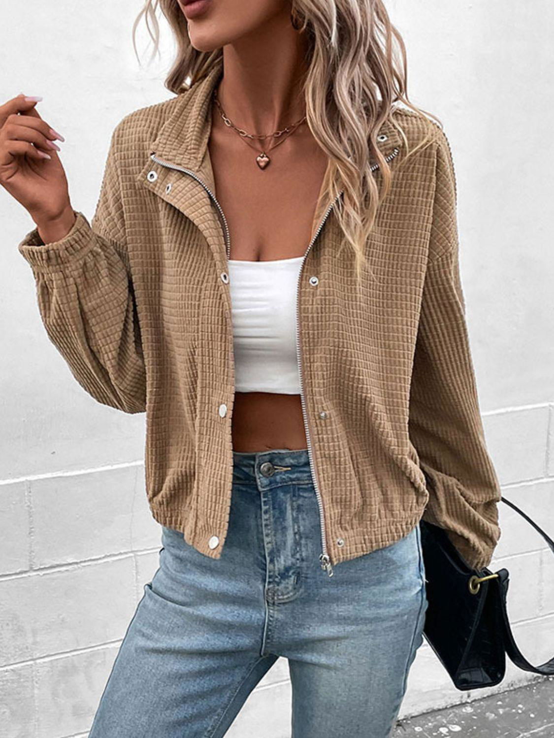 Long Sleeve Dropped Shoulder Jacket - Vesteeto