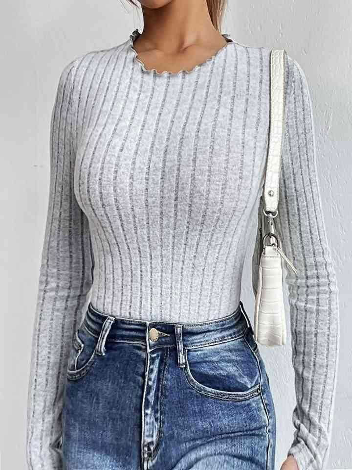 Long Sleeve Round Neck Bodysuit - Vesteeto