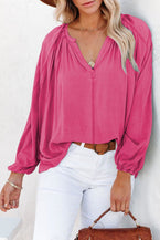 Loose Casual V Neck Blouse - Vesteeto