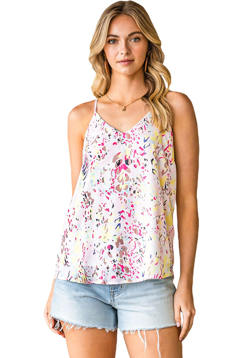 Multicolor Abstract Print Boho Spaghetti Strap Camisole - Vesteeto