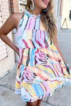 Multicolor Tiered Flowy Dress - Vesteeto