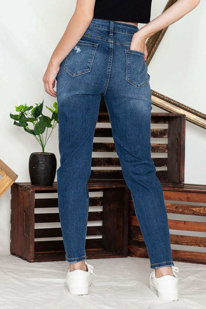 NYC Button Fly High Waist Skinny Jeans - Vesteeto