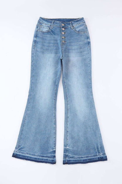 NYC Light High Waisted Bell Bottom Jeans - Vesteeto