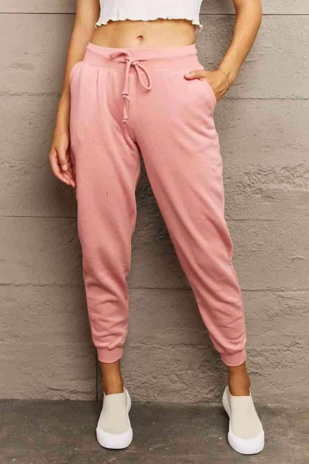 Ninexis Full Size Tie Waist Long Sweatpants - Vesteeto