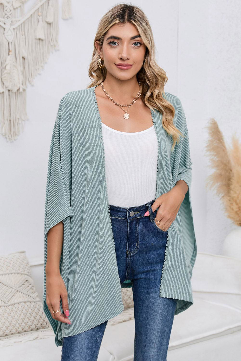 Open Front Dolman Sleeve Cardigan - Vesteeto