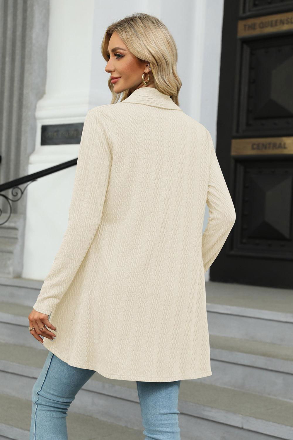 Open Front Long Sleeve Cardigan - Vesteeto