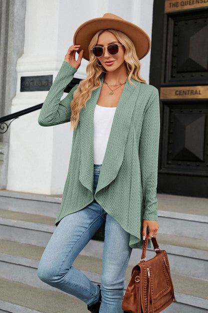 Open Front Long Sleeve Cardigan - Vesteeto