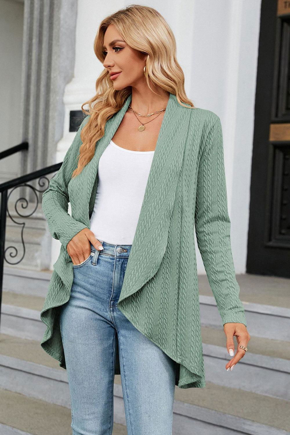 Open Front Long Sleeve Cardigan - Vesteeto