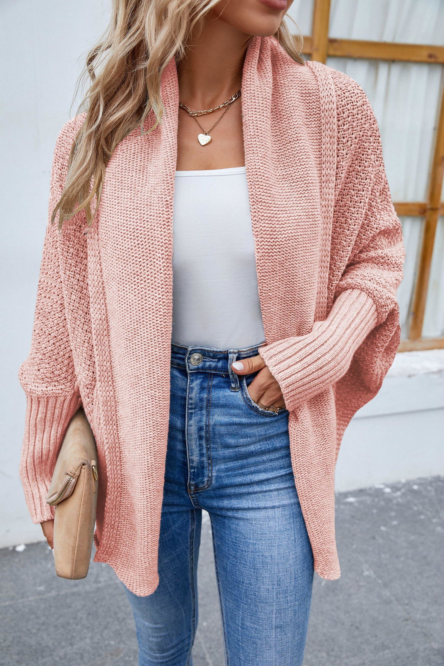 Open Front Long Sleeve Cardigan - Vesteeto